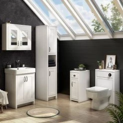 Chatsworth Traditional White Vanity - 560mm Wide with Matt Black Handles 5 Chatsworth Traditional White Vanity - 560mm Wide with Matt Black Handles -Freestanding Vanity Units Shop C560WHTMB d2 460