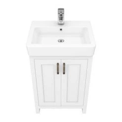 Chatsworth Traditional White Vanity - 560mm Wide -Freestanding Vanity Units Shop C560WHT D4 460