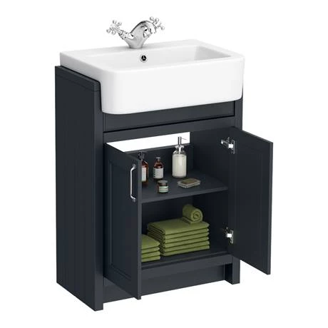 Chatsworth Traditional Graphite Semi-Recessed Vanity - 600mm Wide 3 Chatsworth Traditional Graphite Semi-Recessed Vanity - 600mm Wide - Image 3