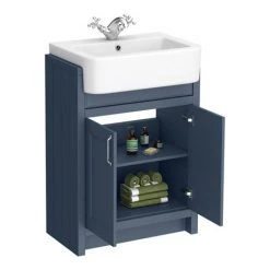 Chatsworth Traditional Blue Semi-Recessed Vanity - 600mm Wide -Freestanding Vanity Units Shop C600SRBLU d2 460