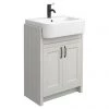 Chatsworth Traditional Grey Semi-Recessed Vanity - 600mm Wide with Matt Black Handles