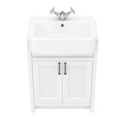 Chatsworth Traditional White Semi-Recessed Vanity - 600mm Wide -Freestanding Vanity Units Shop C600SRWHT D3 460