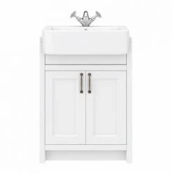 Chatsworth Traditional White Semi-Recessed Vanity - 600mm Wide -Freestanding Vanity Units Shop C600SRWHT D4 460