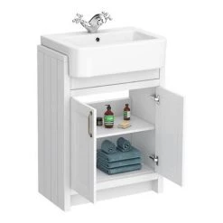 Chatsworth Traditional White Semi-Recessed Vanity - 600mm Wide -Freestanding Vanity Units Shop C600SRWHT d2 460