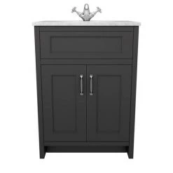 Chatsworth Graphite 610mm Vanity with White Marble Basin Top -Freestanding Vanity Units Shop C610BLK WHT n d2 460
