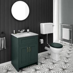 Chatsworth Green 610mm Vanity with White Marble Basin Top -Freestanding Vanity Units Shop C610GRN WHT d4 460
