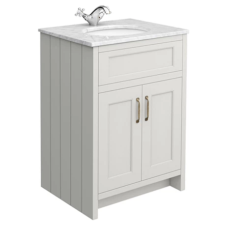Chatsworth Grey 610mm Vanity with White Marble Basin Top 1 Chatsworth Grey 610mm Vanity with White Marble Basin Top