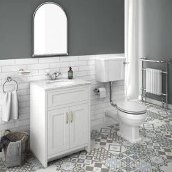 Chatsworth White 610mm Vanity with White Marble Basin Top -Freestanding Vanity Units Shop C610WHT WHT n d4 460