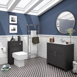 Chatsworth Graphite 810mm Vanity with White Marble Basin Top -Freestanding Vanity Units Shop C810BLK WHT detail1 460