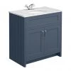 Chatsworth Blue 810mm Vanity with White Marble Basin Top