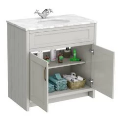 Chatsworth Grey 810mm Vanity with White Marble Basin Top -Freestanding Vanity Units Shop C810GRY WHT d7 460