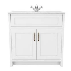 Chatsworth White 810mm Vanity with White Marble Basin Top -Freestanding Vanity Units Shop C810WHT WHT n d1 460