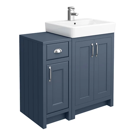 Chatsworth Traditional Blue 560mm Vanity Sink + 300mm Cupboard Unit 1 Chatsworth Traditional Blue 560mm Vanity Sink + 300mm Cupboard Unit
