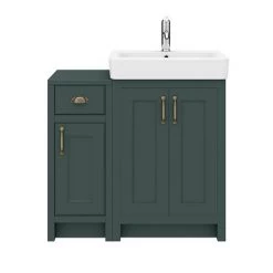 Chatsworth Traditional Green 560mm Vanity Sink + 300mm Cupboard Unit -Freestanding Vanity Units Shop C825GRN d4 460