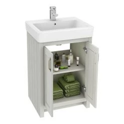 Chatsworth Traditional Grey 560mm Vanity Sink + 300mm Cupboard Unit -Freestanding Vanity Units Shop C825GRY d4 460