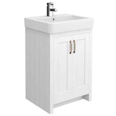 Chatsworth Traditional White 560mm Vanity Sink + 300mm Cupboard Unit 2 Chatsworth Traditional White 560mm Vanity Sink + 300mm Cupboard Unit - Image 2