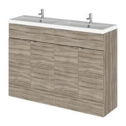 Hudson Reed Fusion 1200mm Driftwood Full Depth Floorstanding Unit & Double Basin