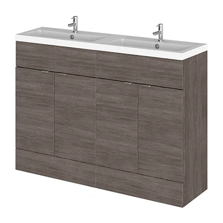 Hudson Reed Fusion 1200mm Grey Avola Full Depth Floorstanding Unit & Double Basin 1 Hudson Reed Fusion 1200mm Grey Avola Full Depth Floorstanding Unit & Double Basin