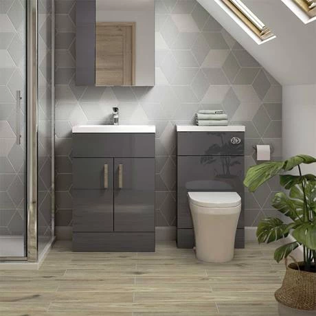 Hudson Reed Fusion Gloss Grey 605x360mm Vanity Unit & Basin 3 Hudson Reed Fusion Gloss Grey 605x360mm Vanity Unit & Basin - Image 3