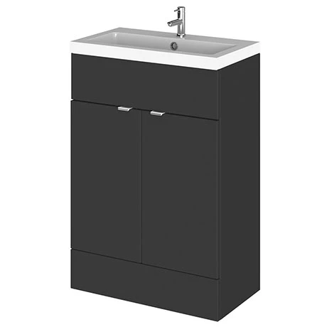 Hudson Reed Fusion Gloss Grey 605x360mm Vanity Unit & Basin 1 Hudson Reed Fusion Gloss Grey 605x360mm Vanity Unit & Basin