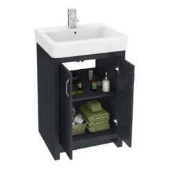 Chatsworth Traditional Graphite Double Basin Vanity + Cupboard Combination Unit -Freestanding Vanity Units Shop CBLK142PK n d3 460