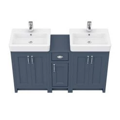 Chatsworth Traditional Blue Double Basin Vanity + Cupboard Combination Unit -Freestanding Vanity Units Shop CBLU142PK n d2 460