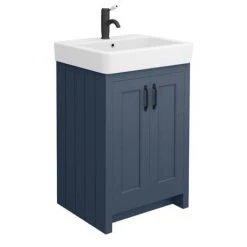 Chatsworth Traditional Blue Double Basin Vanity + Cupboard Combination Unit with Matt Black Handles 6 Chatsworth Traditional Blue Double Basin Vanity + Cupboard Combination Unit with Matt Black Handles -Freestanding Vanity Units Shop CBLU142PKMB d2 460