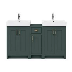 Chatsworth Traditional Green Double Basin Vanity + Cupboard Combination Unit -Freestanding Vanity Units Shop CGRN142PK d2 460