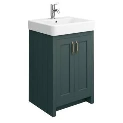 Chatsworth Traditional Green Double Basin Vanity + Cupboard Combination Unit -Freestanding Vanity Units Shop CGRN142PK d5 460