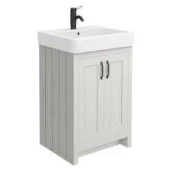 Chatsworth Traditional Grey Double Basin Vanity + Cupboard Combination Unit with Matt Black Handles 6 Chatsworth Traditional Grey Double Basin Vanity + Cupboard Combination Unit with Matt Black Handles -Freestanding Vanity Units Shop CGRY142PKMB d2 460