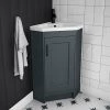 Chatsworth Traditional Graphite Corner Vanity Unit with Matt Black Handle