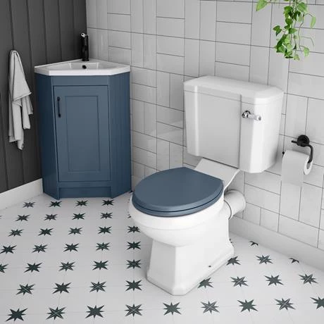 Chatsworth Traditional Blue Corner Vanity Unit with Matt Black Handle 3 Chatsworth Traditional Blue Corner Vanity Unit with Matt Black Handle - Image 3