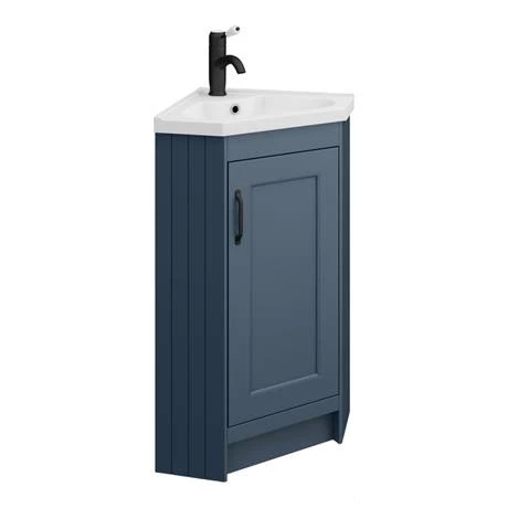 Chatsworth Traditional Blue Corner Vanity Unit with Matt Black Handle 4 Chatsworth Traditional Blue Corner Vanity Unit with Matt Black Handle - Image 4