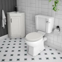 Chatsworth Traditional Grey Corner Vanity Unit with Matt Black Handle -Freestanding Vanity Units Shop CHATCRNGRYMB d2 460