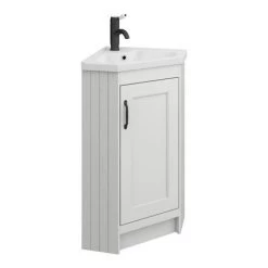 Chatsworth Traditional Grey Corner Vanity Unit with Matt Black Handle -Freestanding Vanity Units Shop CHATCRNGRYMB d3 460