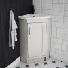 Chatsworth Traditional Grey Corner Vanity Unit with Matt Black Handle