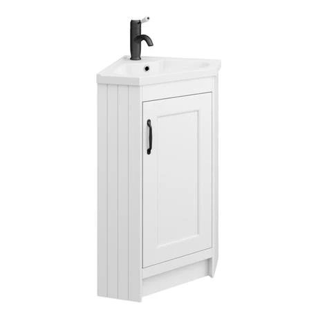 Chatsworth Traditional White Corner Vanity Unit with Matt Black Handle 4 Chatsworth Traditional White Corner Vanity Unit with Matt Black Handle - Image 4