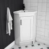 Chatsworth Traditional White Corner Vanity Unit with Matt Black Handle