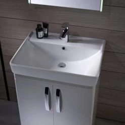 Tavistock Compass 600mm Freestanding Unit & Basin - Gloss White -Freestanding Vanity Units Shop COMP FS GW D2 460