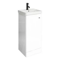 Cruze 400mm Curved Gloss White Vanity Unit -Freestanding Vanity Units Shop CRZ4VW d2 460