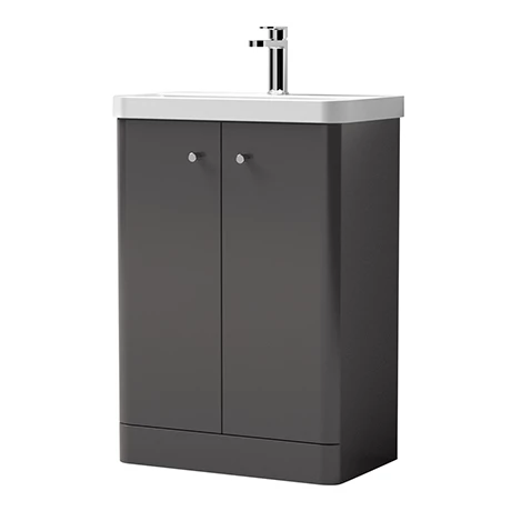 Cruze Curved Vanity Unit - 600mm - Gloss Grey 1 Cruze Curved Vanity Unit - 600mm - Gloss Grey