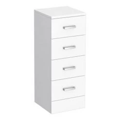 Cove White Gloss Double Basin Vanity + Drawer Combination Unit -Freestanding Vanity Units Shop CV1400PK d2 460