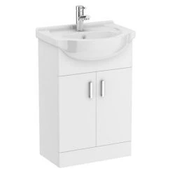 Cove White Gloss Double Basin Vanity + Drawer Combination Unit -Freestanding Vanity Units Shop CV1400PK d3 460