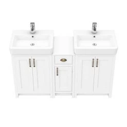 Chatsworth Traditional White Double Basin Vanity + Cupboard Combination Unit 8 Chatsworth Traditional White Double Basin Vanity + Cupboard Combination Unit -Freestanding Vanity Units Shop CWHT142PK nw d2 460
