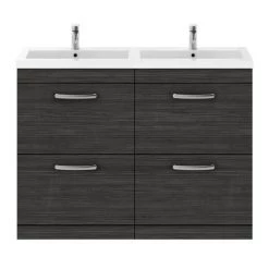 Brooklyn 1205mm Black Double Basin 4 Drawer Vanity Unit -Freestanding Vanity Units Shop DBFS12BLK4D d4 460