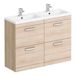 Brooklyn 1205mm Natural Oak Double Basin 4 Drawer Vanity Unit
