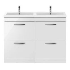 Brooklyn 1205mm Gloss White Double Basin 4 Drawer Vanity Unit 7 Brooklyn 1205mm Gloss White Double Basin 4 Drawer Vanity Unit -Freestanding Vanity Units Shop DBFS12W4D d4 460