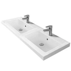 Brooklyn 1205mm White Gloss Double Basin Vanity Unit -Freestanding Vanity Units Shop DBFS12WHT d2 460