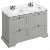 Burlington 130 4-Drawer Vanity Unit & Minerva Worktop with Double Basin - Dark Olive