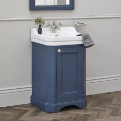 Burlington Edwardian 560mm Basin & Blue Freestanding Cloakroom Vanity Unit -Freestanding Vanity Units Shop FC12BB4 D2 460